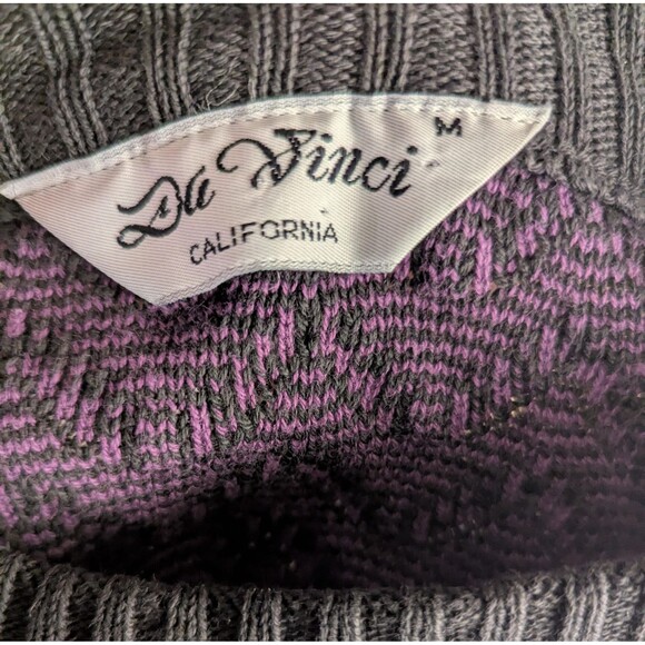 Vintage Da Vinci California Sweater - Purple & Teal Geometric Knit - Size M - Picture 2 of 6